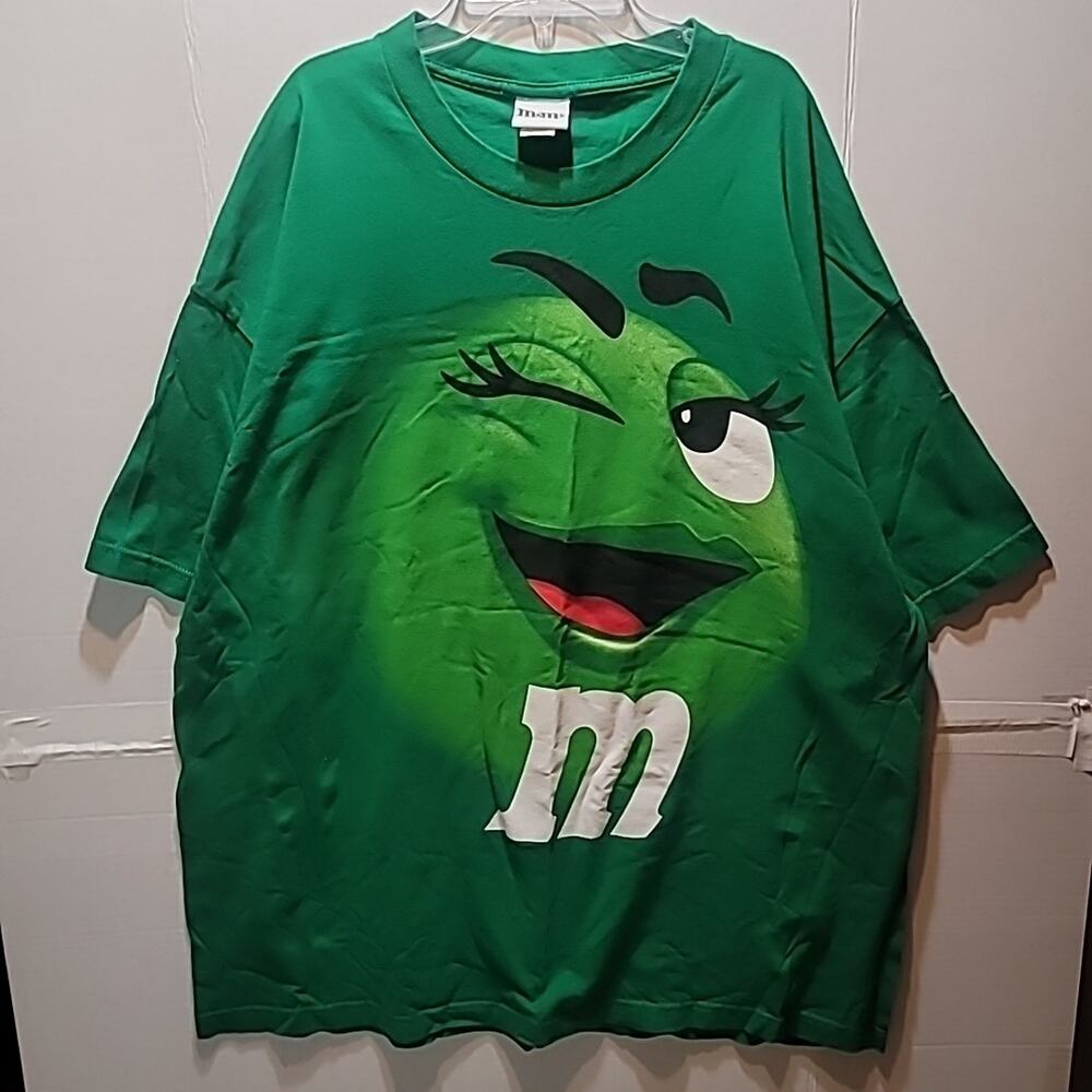 Vintage M&M's World Green Character Big Face T-Shirt Size 2XL